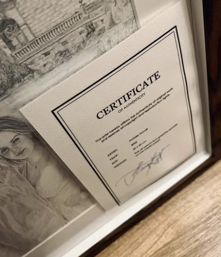 Kresba s certifikátem pravosti